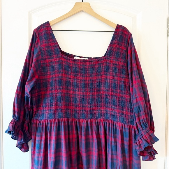 JESSAKAE Brooks Red and Navy Plaid Midi Dress - Picture 4 of 10